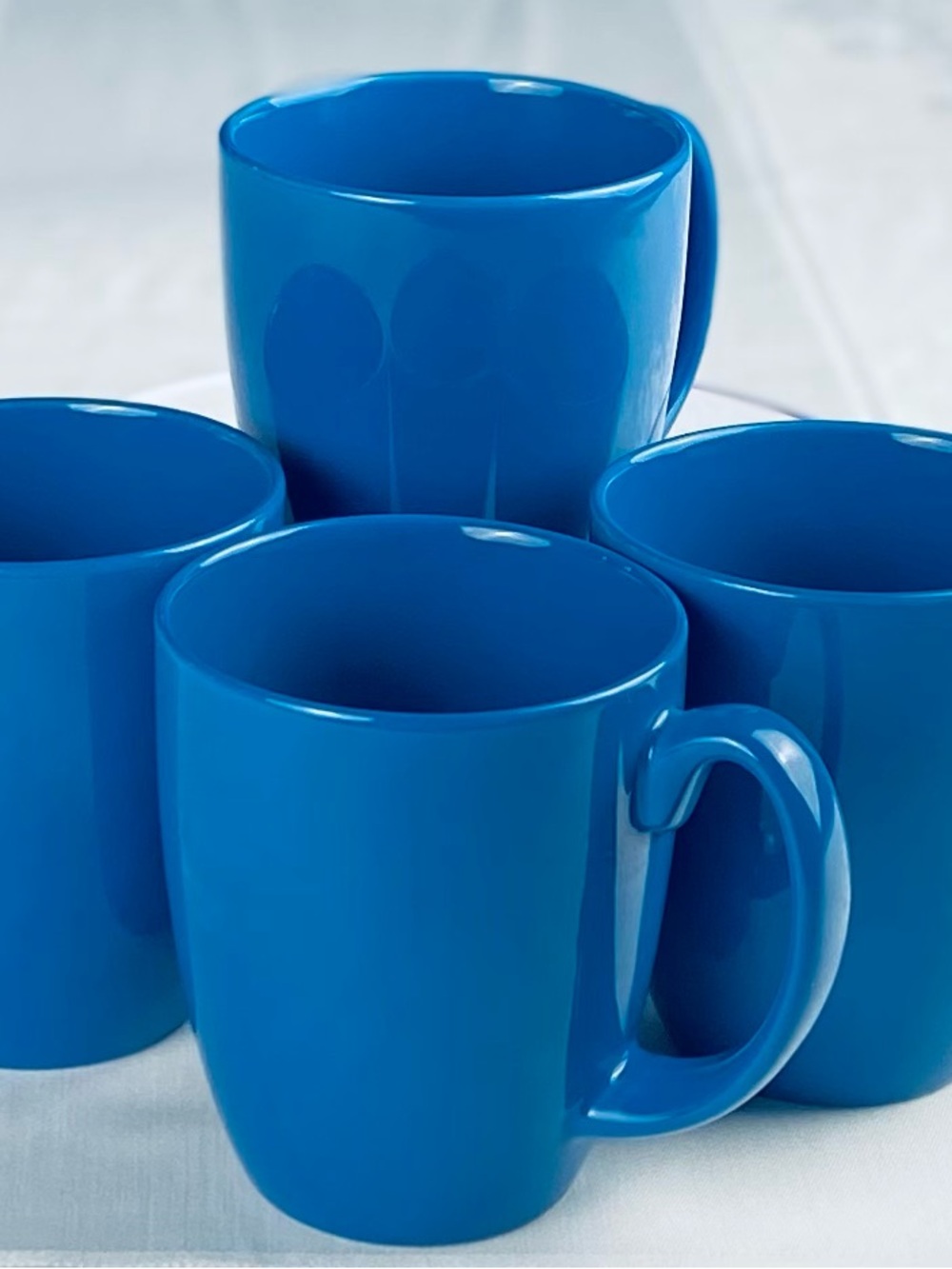 Set of 4 Corelle Coordinates Blue Mugs -4 12” Tall